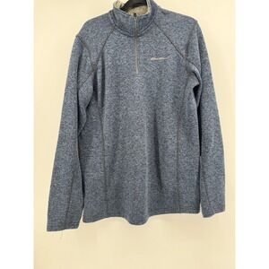 Eddie Bauer Mens Blue Marl Sweater Fleece Quarter Zip Pullover Size TL Tall